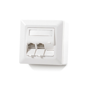 Keline, zásuvka Modulo 50  3xRJ45 cat.5E STP TL 80x80mm bílá šikmá oblá s dvířky