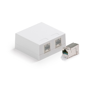Keline, zásuvka Kompakt Box 2xRJ45 Cat.6<sub>A</sub> ISO HD STP na omítku bílá