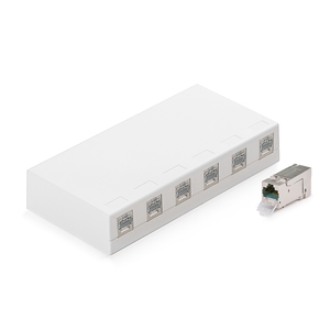 Keline, zásuvka Kompakt Box cat.6<sub>A</sub> HD 6xRJ45/s na omítku bílá