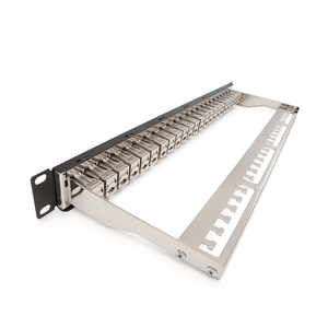 Keline, 10G patch panel MODULO 24xRJ45 HD Cat.6<sub>A</sub> ISO STP 1U černý - beznástrojový