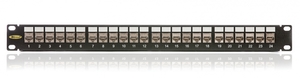 Keline, 10G patch panel MODULO 24xRJ45 Cat.6A EA STP 1U černý - beznástrojový