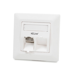 Keline, antibakteriální zásuvka Modulo 50  2xRJ45 cat.5E STP TL 80x80mm bílá šikmá s dvířky