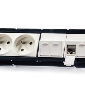 Keline, zásuvka Modulo 45  2xRJ45 cat.5E UTP TL 45x45mm bílá šikmá s dvířky