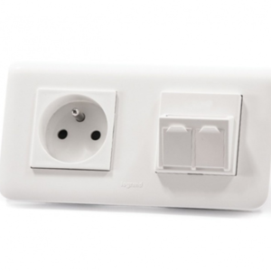 Keline, zásuvka Modulo 45  2xRJ45 cat.6 UTP TL 45x45mm bílá šikmá s dvířky