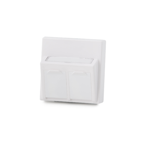 Keline, zásuvka Modulo 45  2xRJ45 cat.6<sub>A</sub> ISO HD STP 45x45mm bílá šikmá s dvířky
