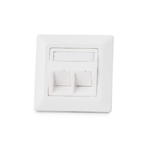 Keline, zásuvka Modulo 50  2xRJ45 cat.5E STP TL 80x80mm bílá šikmá s dvířky