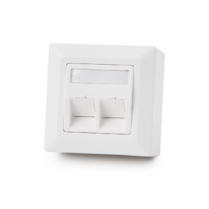 Keline, zásuvka Modulo 50  2xRJ45 cat.5E STP TL 80x80mm bílá šikmá s dvířky