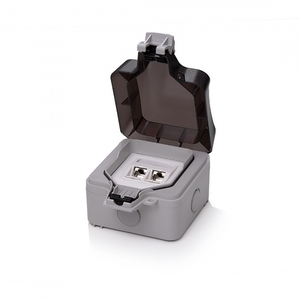 Keline, zásuvka IP66 pro 2xRJ45 cat.6 STP na omítku