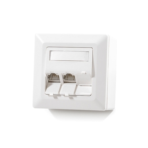 Keline, zásuvka Modulo 50  3xRJ45 cat.6A EA STP 80x80mm na omítku bílá šikmá oblá s dvířky