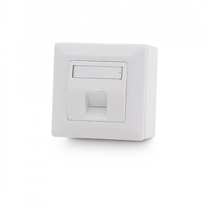 Keline, zásuvka Modulo 50  1xRJ45 cat.6<sub>A</sub> ISO HD STP 80x80mm bílá šikmá s dvířky