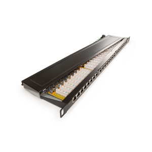 Keline, HD patch panel KOMPAKT 24xRJ45 Cat.5E STP 0,5U černý