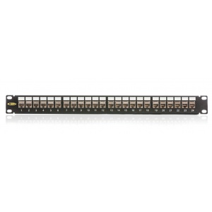Keline, patch panel MODULO 24xRJ45 Cat.6 STP 1U černý - beznástrojový