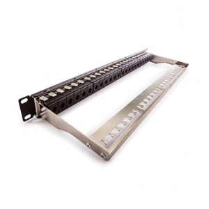 Keline, patch panel MODULO 24xRJ45 Cat.6 UTP 1U černý - beznástrojový