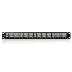 Keline, patch panel MODULO 24xRJ45 Cat.6 UTP 1U černý - beznástrojový