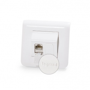 Keline, zásuvka Modulo 45 cat.6 2xRJ45/s 45x45mm bílá šikmá oblá s dvířky