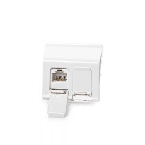 Keline, zásuvka Modulo 45 cat.5E 2xRJ45/u 45x45mm bílá šikmá oblá s dvířky