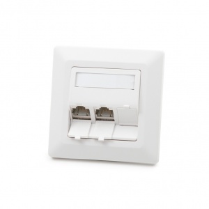 Keline, zásuvka Modulo 50  3xRJ45 cat.6 STP TL 80x80mm bílá šikmá oblá s dvířky