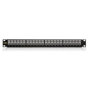 Keline, patch panel MODULO 24xRJ45 Cat.5E UTP 1U černý - beznástrojový