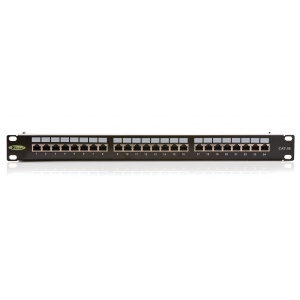 Keline, patch panel KOMPAKT 24xRJ45 Cat.5E STP 1U černý
