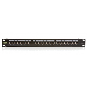 Keline, patch panel KOMPAKT 24xRJ45 Cat.5E STP 1U černý