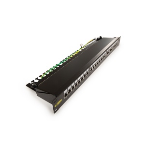 Keline, patch panel KOMPAKT 24xRJ45 Cat.5E STP 1U černý