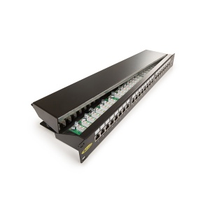 Keline, patch panel KOMPAKT 24xRJ45 Cat.5E STP 1U černý