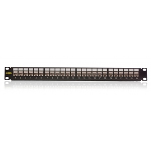 Keline, patch panel MODULO 24xRJ45 Cat.5E STP 1U černý - beznástrojový